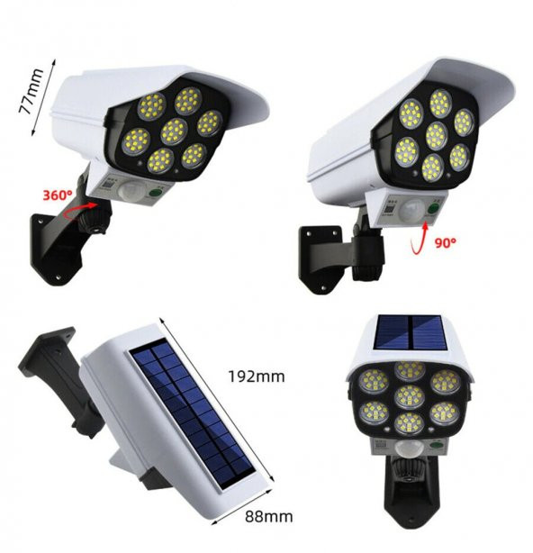 DailyTech Sensörlü Solar 77 LED Hırsız Caydırıcı Sahte Kamera Lamba - 12