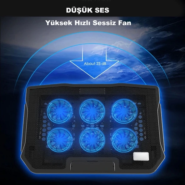 DailyTech 15.6 inç 6 Fanlı Dizüstü Sessiz Laptop Soğutucu Standı - 7