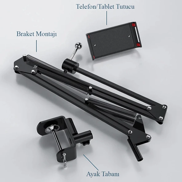 DailyTech 360 Derece Uzun Kol Tablet Telefon Tutucu Stand Stant - 4