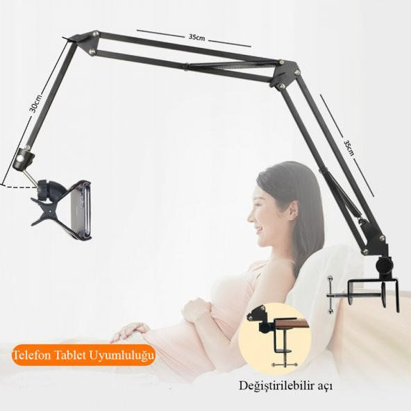 DailyTech 360 Derece Uzun Kol Tablet Telefon Tutucu Stand Stant - 6