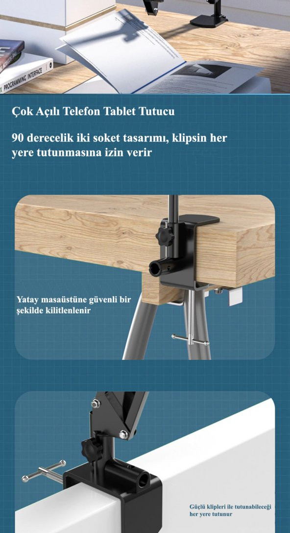DailyTech 360 Derece Uzun Kol Tablet Telefon Tutucu Stand Stant - 9