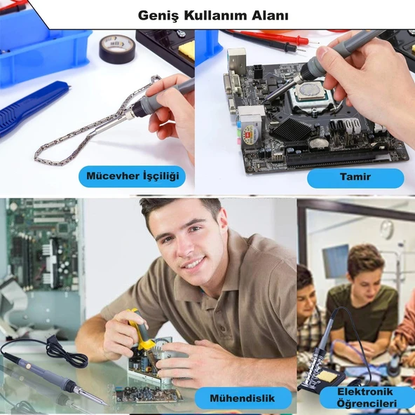 DailyTech 60W Ayarlanabilir Elektrikli Havya Kiti Full Lehim Seti - 4