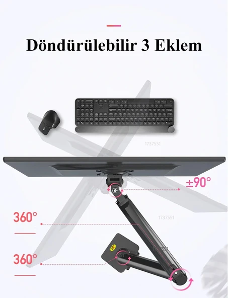 North Bayou NB F195A Çift Kol Amortisörlü Monitör Tutucu Stand 22-32" - 6