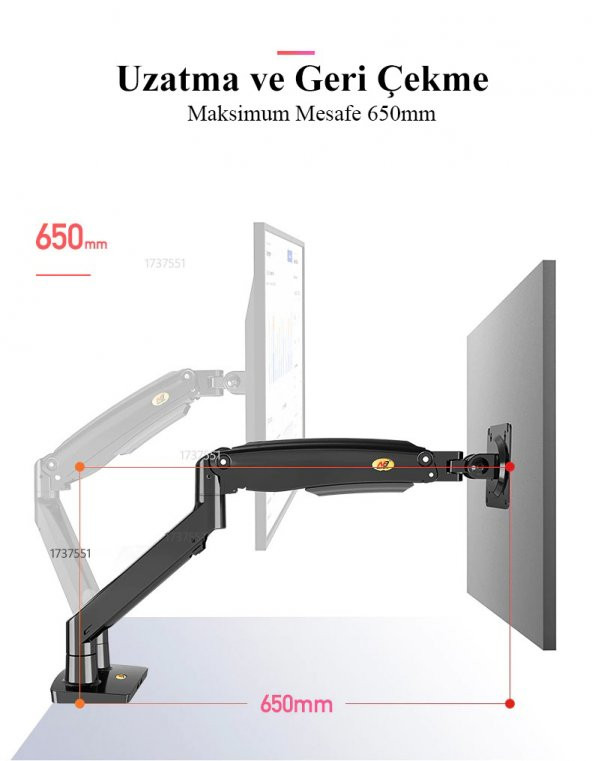 North Bayou NB F195A Çift Kol Amortisörlü Monitör Tutucu Stand 22-32" - 4