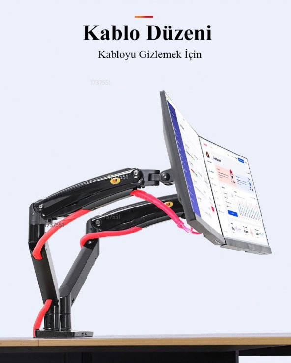 North Bayou NB F195A Çift Kol Amortisörlü Monitör Tutucu Stand 22-32" - 8