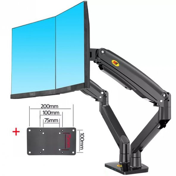 North Bayou NB F195A Çift Kol Amortisörlü Monitör Tutucu Stand 22-32" - 9