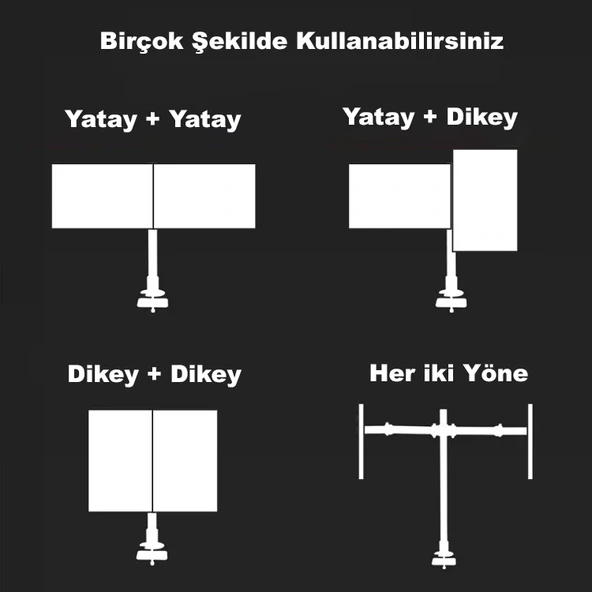 DailyTech Masaüstü Ayarlanabilir 14-32” Çift Kol Monitör Tutucu - Resim 6