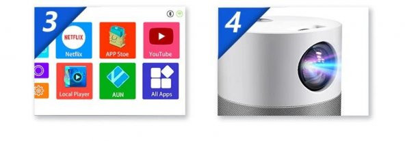 AUN Full Hd Projektör 1080p Ios & Android Telefon Destekli Led Projeksiyon SKAUNPRJTÖR - 12