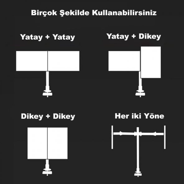 DailyTech Masaüstü Ayarlanabilir 14-32” Çift Kol Monitör Tutucu - 6