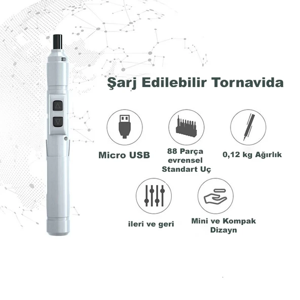DailyTech Mini Taşınabilir Tornavida Akülü Şarjlı Elektrikli - 2