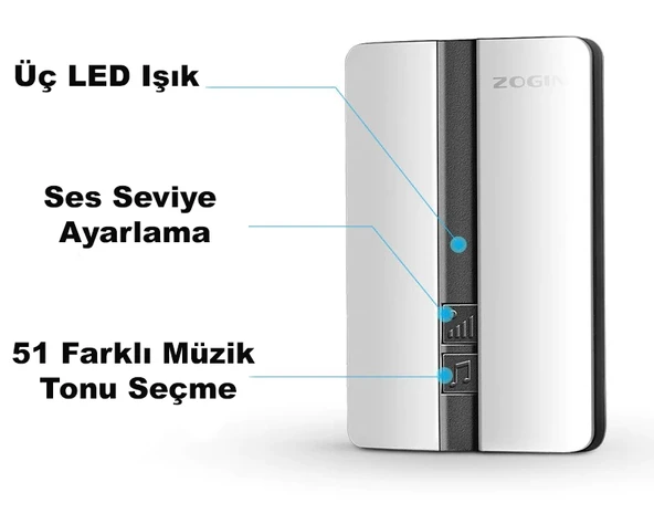 DailyTech Su Geçirmez Kablosuz Pil Gerektirmeyen Kapı Zili - 6