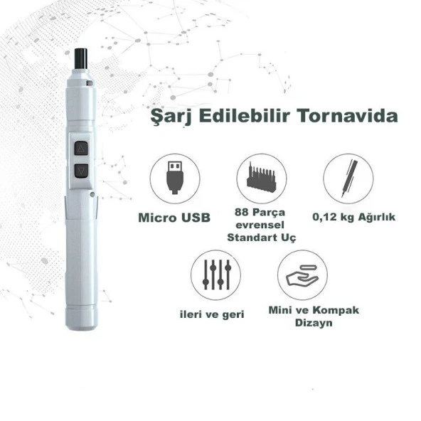 DailyTech Mini Taşınabilir Tornavida Akülü Şarjlı Elektrikli - 2