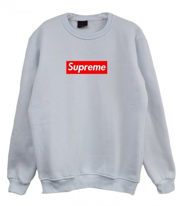 SUPREME Baskılı Sweatshirt  BEYAZ 2XL