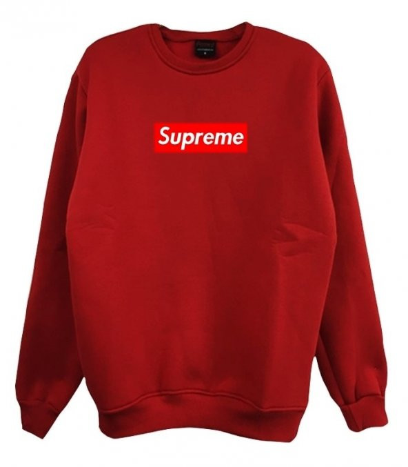 SUPREME Baskılı Sweatshirt  KIRMIZI XS