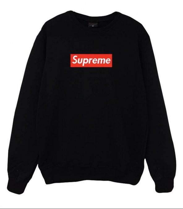 SUPREME Baskılı Sweatshirt  SİYAH XL