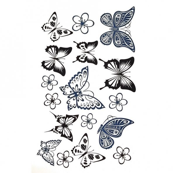 Geçici Dövme Renkli Kelebekler Kelebek Dövmesi 10cm Tek Parça Tattoo - 2