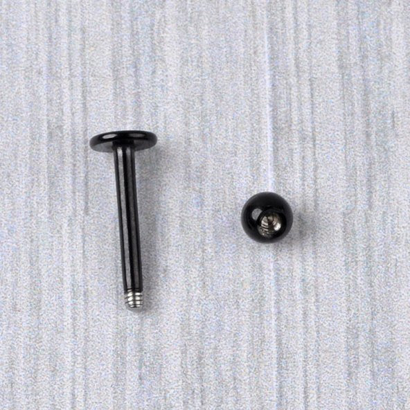 siyah Dudak Altı labret vücut piercing takı 3mm toplu Tek Toplu Vidalı Yüz Pirsing - 3