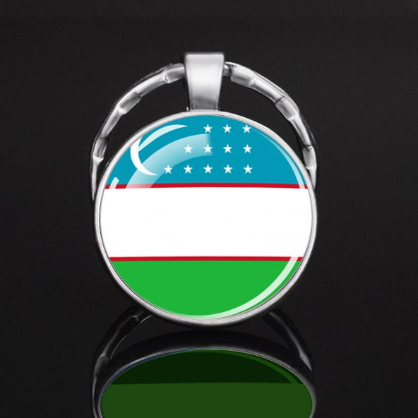 Özbekistan Uzbekistan Bayrağı Anahtarlık Türk Cumhuriyetleri Bayrak larından Metal 3D Büyüteç Camlı