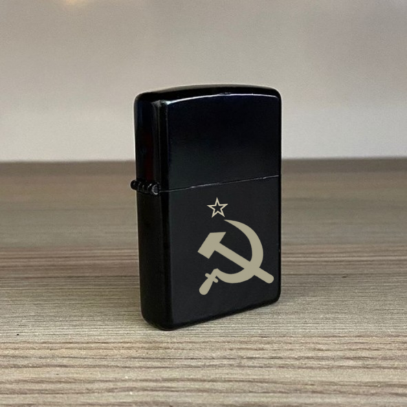 Sovyet Rus Orak Çekiç Lazer Baskılı Resimli Çakmak Metal Üstüne Özel Kalıcı Silinmez Yazı - 5