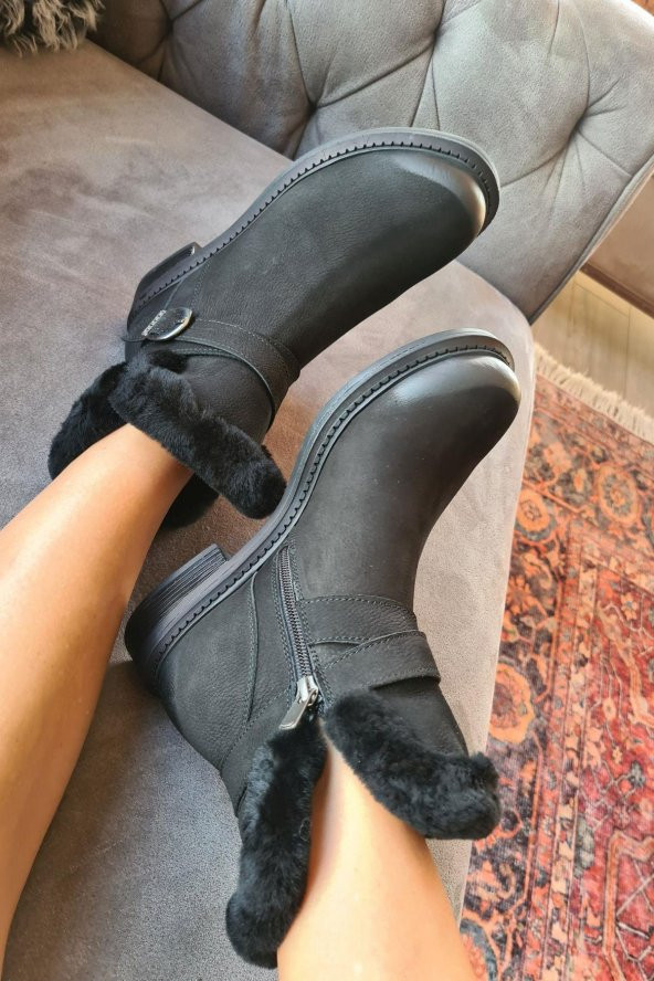 029 8093 Topukla Kadın Kürklü Bot - 2