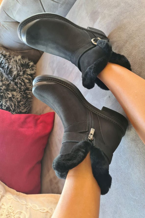 029 8093 Topukla Kadın Kürklü Bot - 4