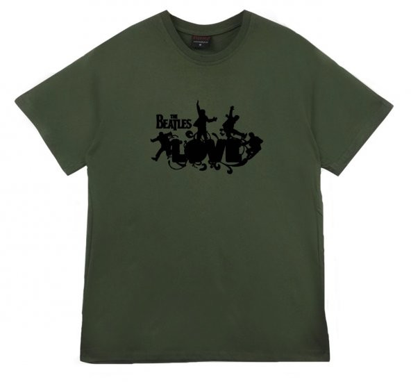 The Beatles Baskılı T-shirt    HAKİ 3XL