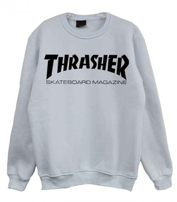 THRASHER Baskılı Sweatshirt  BEYAZ 3XL