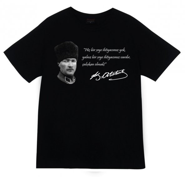 Gazi Mustafa Kemal Atatürk Baskılı T-shirt  SİYAH L