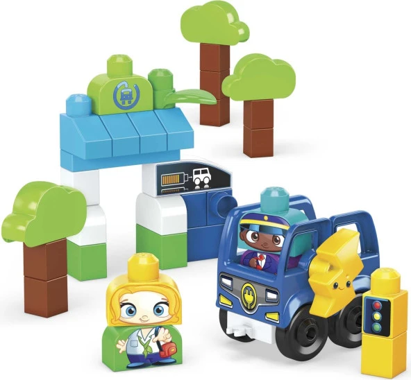 Mega Bloks Doğa Dostu Otobüs Seti, Yürüme Çağındaki Çocuklar İçin Yapı Oyuncakları Hdx90