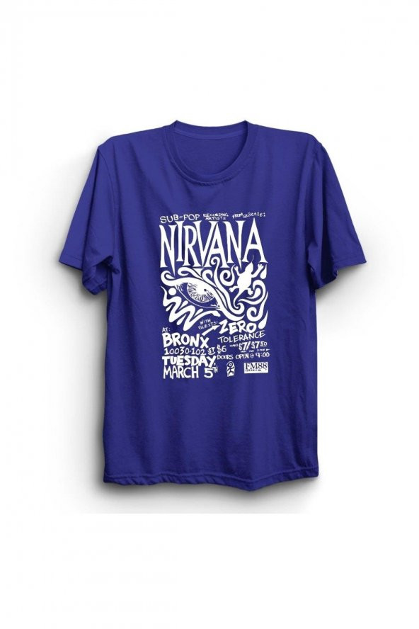 Nirvana Baskılı T-shirt    MAVİ 5XL