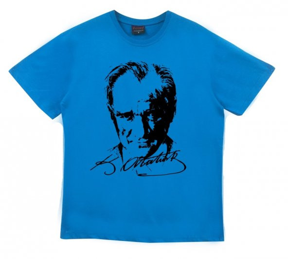 Gazi Mustafa Kemal Atatürk Baskılı T-shirt  MAVİ 2XL