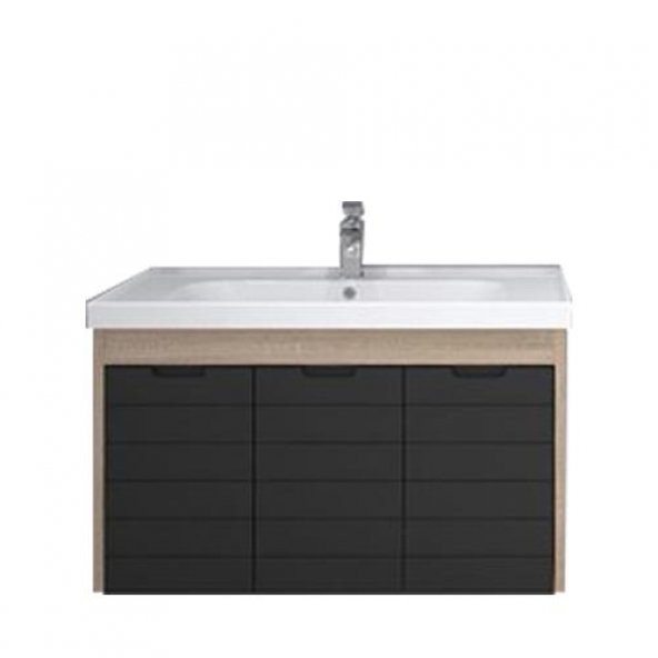 Turkuaz Frame Etajerli Lavabo 90x45cm-Mostar 90 Alt Modül -Siyah - 4