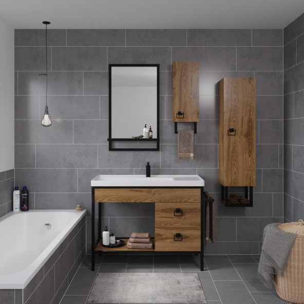 Denko Dila 100 cm MDF Banyo Dolabı Takımı - 2