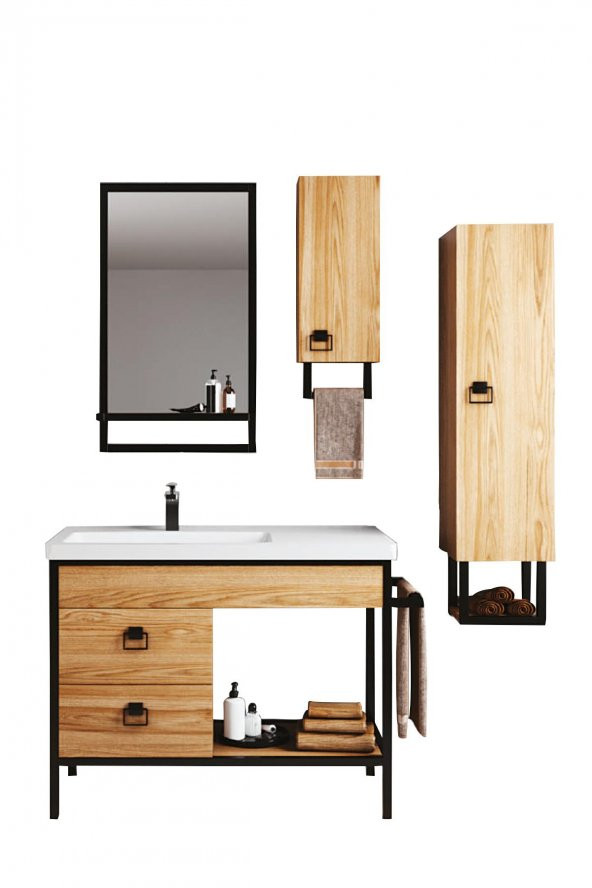 Denko Dila 100 cm MDF Banyo Dolabı Takımı ve Boy Dolabı