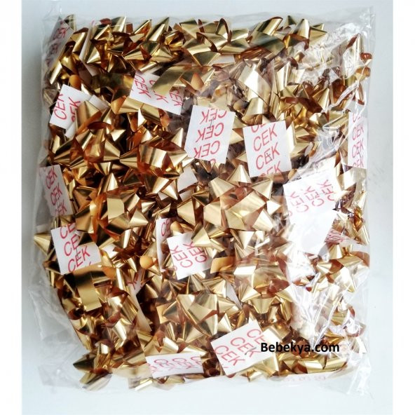 100 lü Hediye Paketi İçin Kendinden Yapışkanlı Metalik ALTIN GOLD DORE Fiyonk Hediye Süsü