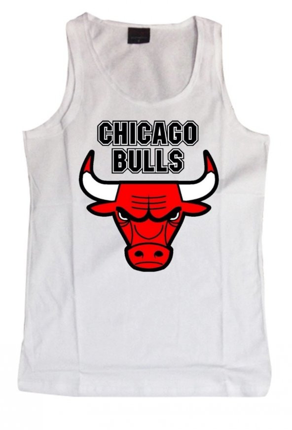 Chicago Bulls Baskılı Sıfır Kol T-Shirt    BEYAZ L