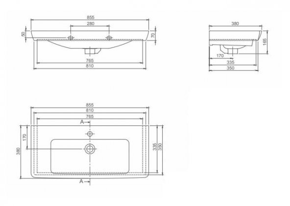 Turkuaz Cerastyle Porto Etajer Uyumlu Lavabo 85x38 cm - 2