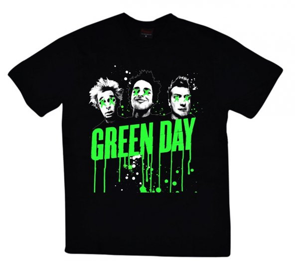 Green Day Baskılı T-shirt    SİYAH XL