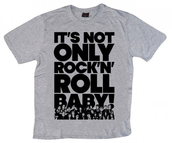 Rock And Roll Baskılı T-shirt    GRİ XS