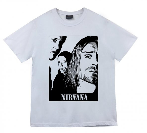 Nirvana Baskılı T-shirt    BEYAZ L