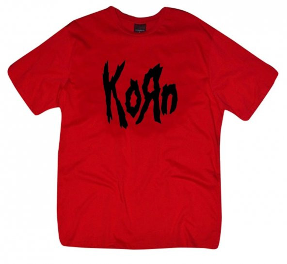 Korn Baskılı T-shirt    KIRMIZI XS