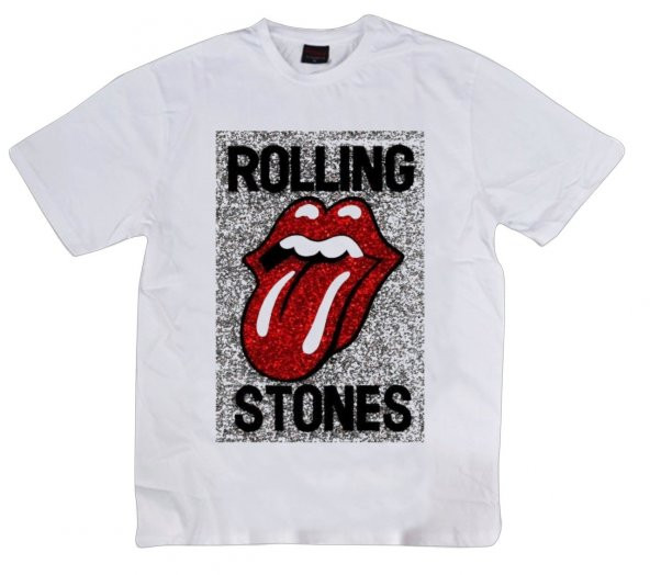 The Rolling Stones Baskılı T-shirt    BEYAZ 2XL