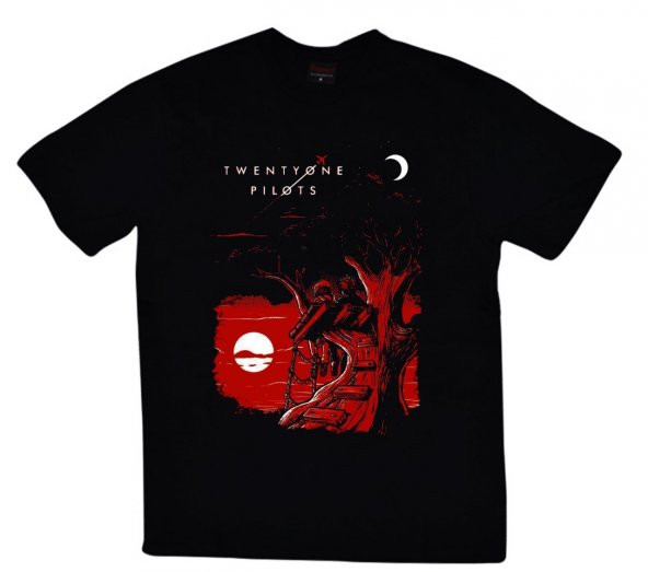 Twenty One Pilots Baskılı T-shirt    SİYAH 5XL