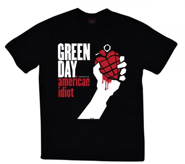 Green Day Baskılı T-shirt    SİYAH 4XL