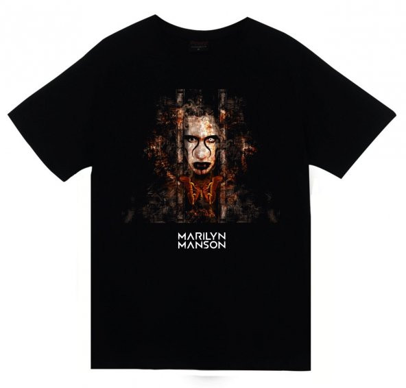 Marilyn Manson Baskılı T-shirt    SİYAH XS
