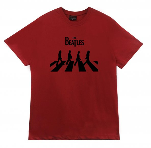 The Beatles Baskılı T-shirt    KIRMIZI 3XL