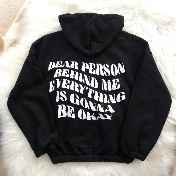 Oversize Dear Person Behind Me Kapşonlu Sweatshirt M/L Beden - 2