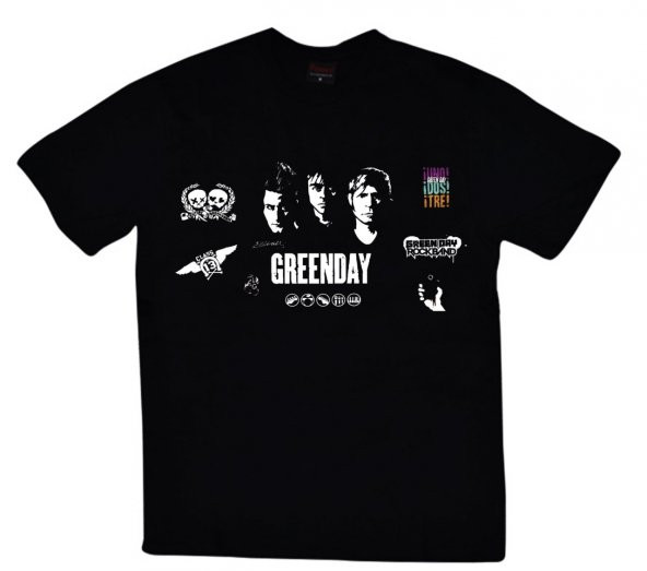 Green Day Baskılı T-shirt    SİYAH 5XL