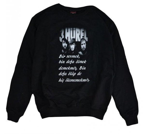 3 HÜREL Baskılı Sweatshirt  SİYAH S