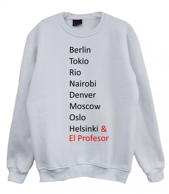 La Casa De Papel Baskılı Sweatshirt  BEYAZ L